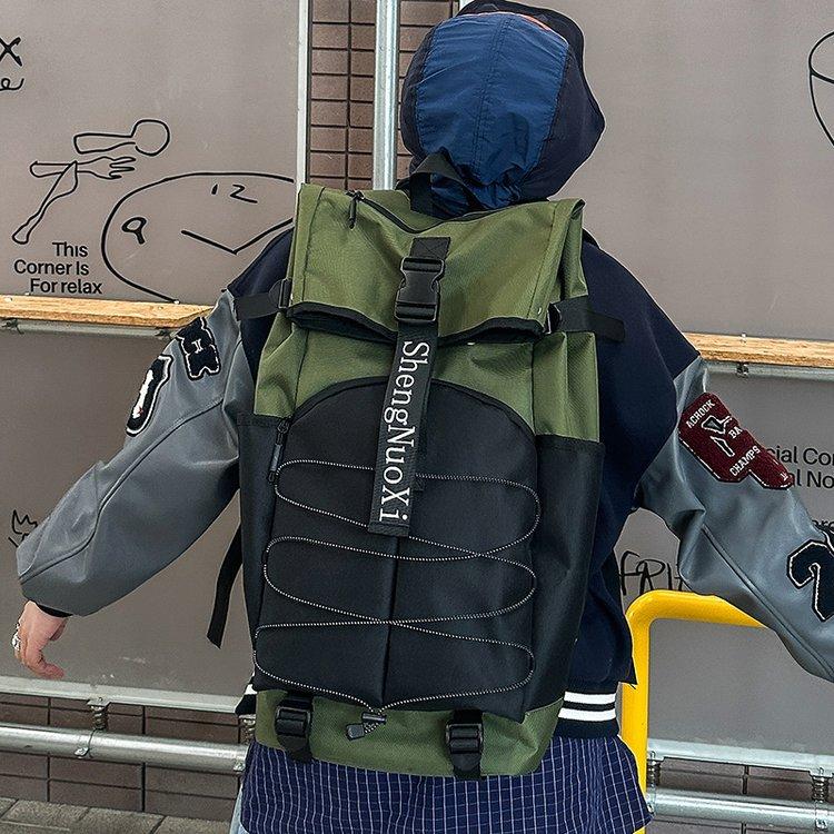 Schoolbag Trend Color Matching Backpack Street Style Outdoor Sports Backpack Trend Fashion College Student Campus Lightweight School Bag Men