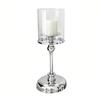 Jijijing Glass Candle Holder, European Style Pillar Metal Tall Candlestick for Candles And Tealights, Romantic Table Centerpiece Wedding Party