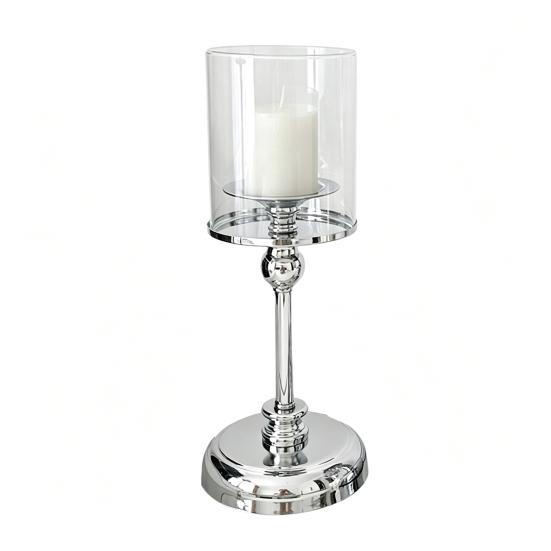 Jijijing Glass Candle Holder, European Style Pillar Metal Tall Candlestick for Candles And Tealights, Romantic Table Centerpiece Wedding Party