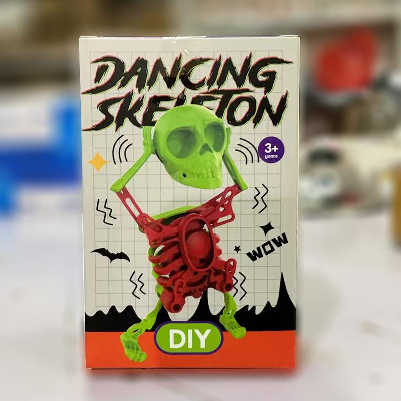 Dancing Skeleton Wobbling Skull Wind-up Toy - Funny 3D Printed Ornament