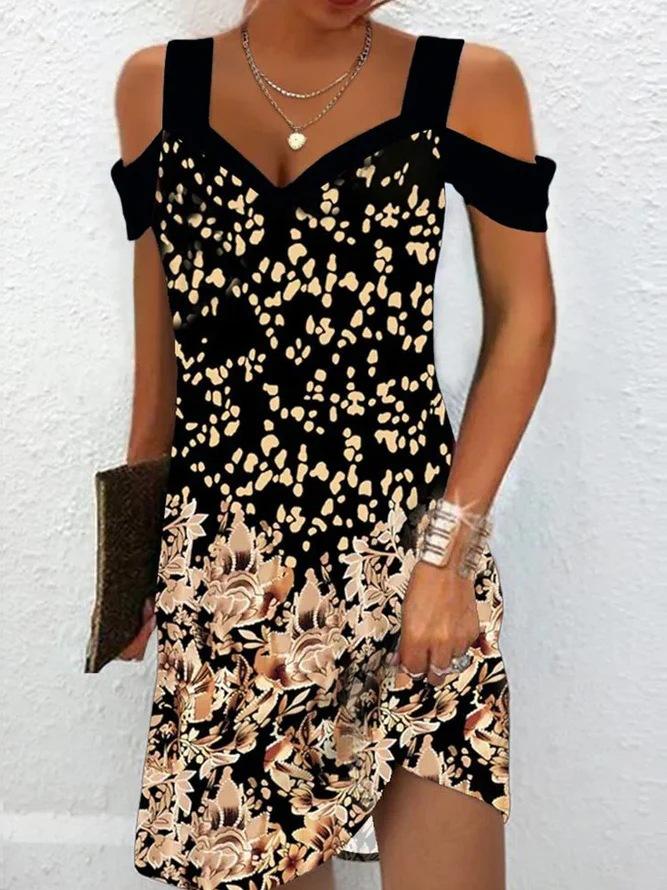 2026 European and American women s clothing, blue v-neck dress, new European and American flower summer printing S