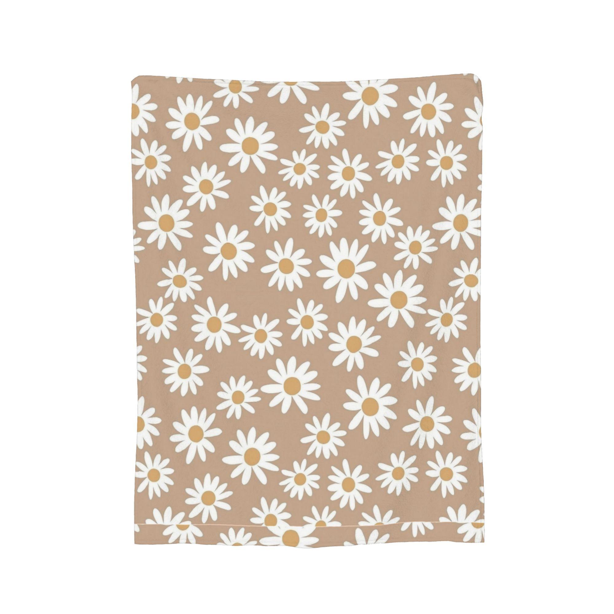 Vintage Daisy Delight Blankets Velvet Textile Decor Retro Floral Pattern 70s Style Soft Throw Blanket for Home Outdoor Quilt 30x40in