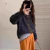 New Autumn and Winter Korean High-end Hand-stitched Round Neck Knitted Cardigan Design Sweater Jacket for Women