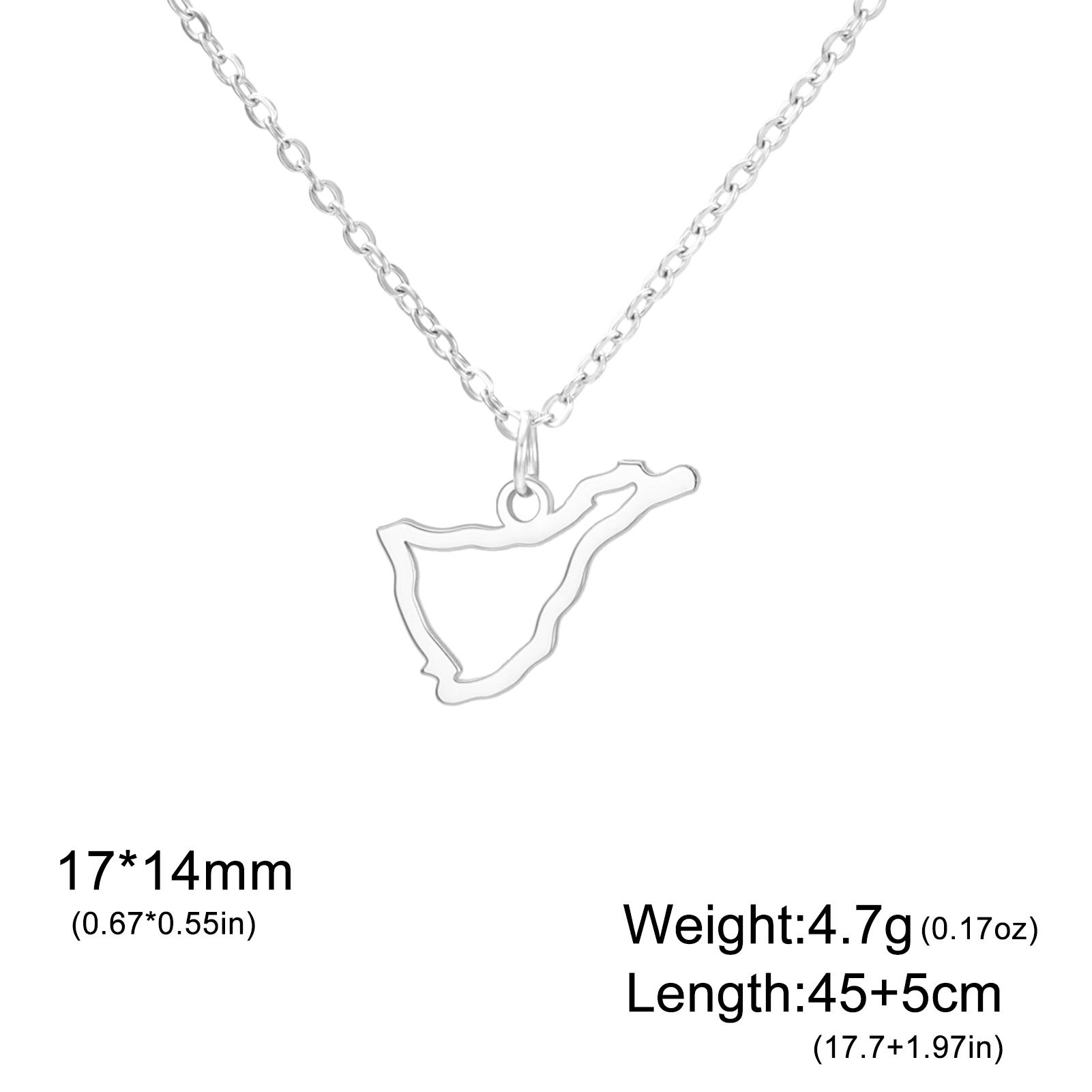 Stainless Steel Tenerife Necklace For Women Stainless Steel Spain Tenerife Map Outline Charms for DIY Jewelry Accessories 45cm