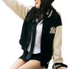 MLB Letter Logo Spliced Single-Breasted Baseball Jacket Unisex jackets Black 3AJPB0131-50BKS