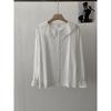 Spring Autumn Polo-neck Sweet Single Breasted Shirt Women Long Sleeve Casual White Cotton Blouse Cardigan Top