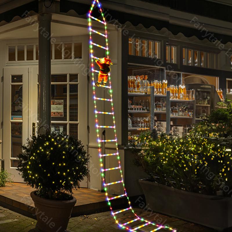 3M Santa Claus Climbing Ladder Light USB Plug 8 Flashing Modes Christmas Decoration for Home Xmas Tree Wall Window Decoration