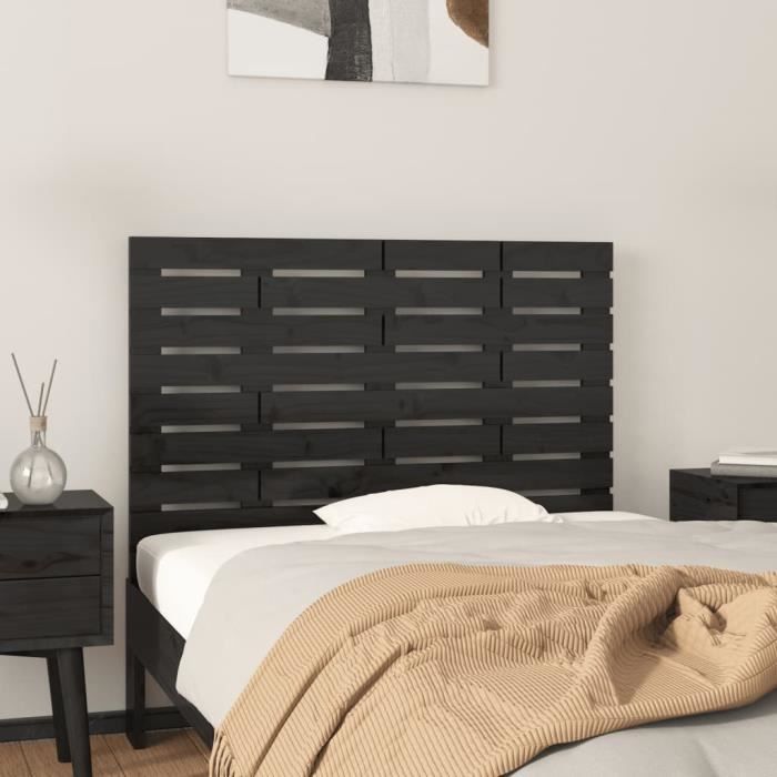 824727 vidaXL Tête de lit murale Noir 96x3x63 cm Bois massif de pin