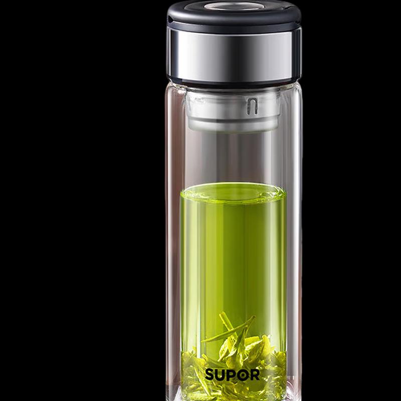 Supor 320ML Portable Double-Layer Heat-Resistant Glass Mug