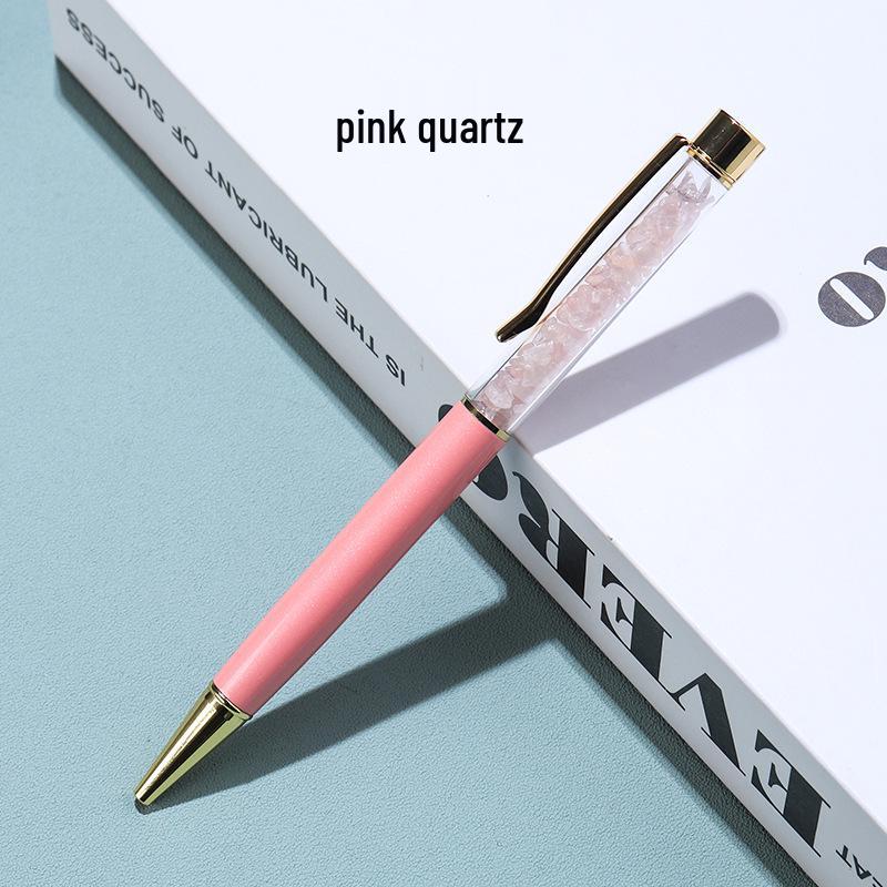 Kuličkové pero z přírodního křišťálového kamene: Energií nabité kroucené kovové pero, kancelářský dárek