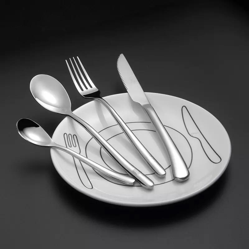French Moonlight Thickened Stainless Steel Western Tableware Steak Knives, Forks, Spoons Set Supplies Dessert Spoons, Forks