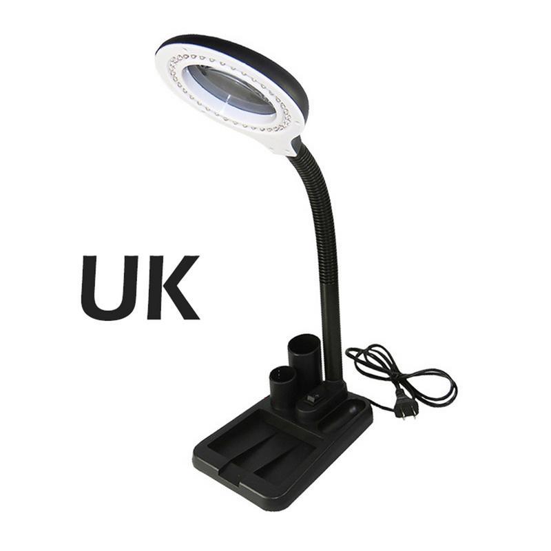 EU USUKAU Plug 220V Crafts Glass Lens LED Desk Magnifier EU USUKAU Plug 220V Crafts Glass Lens LED Desk Magnifier