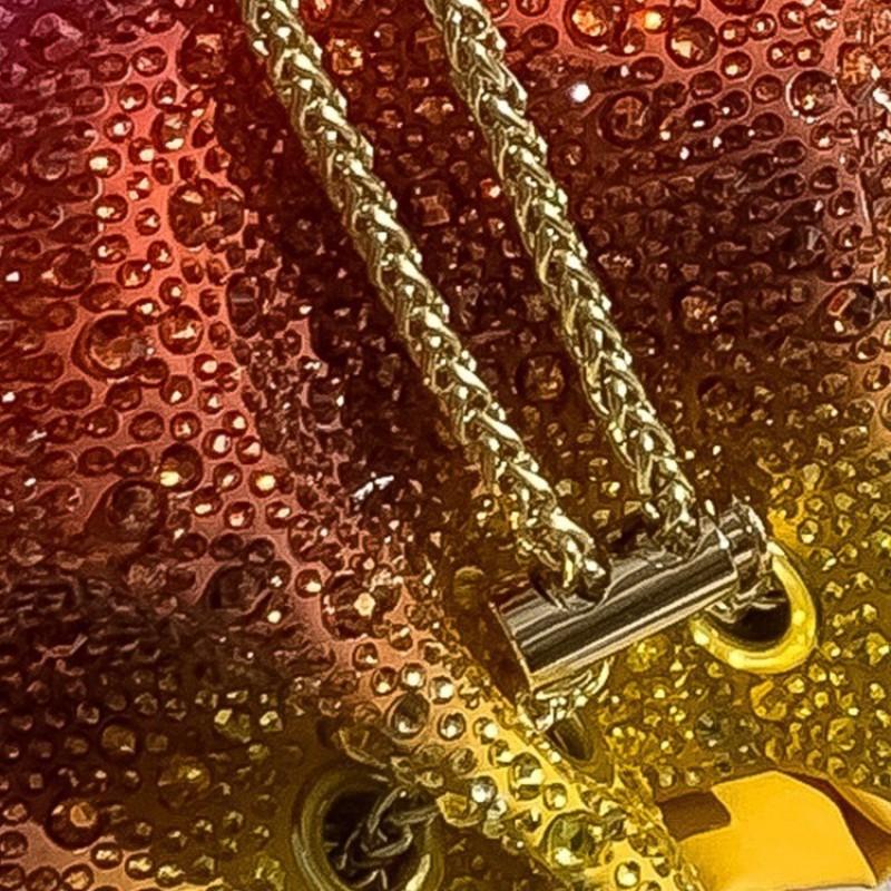 Sparkling Rainbow Gradient Bucket Bag With Rhinestone Chain Strap Crossbody Handbag Street Style Daily Wear