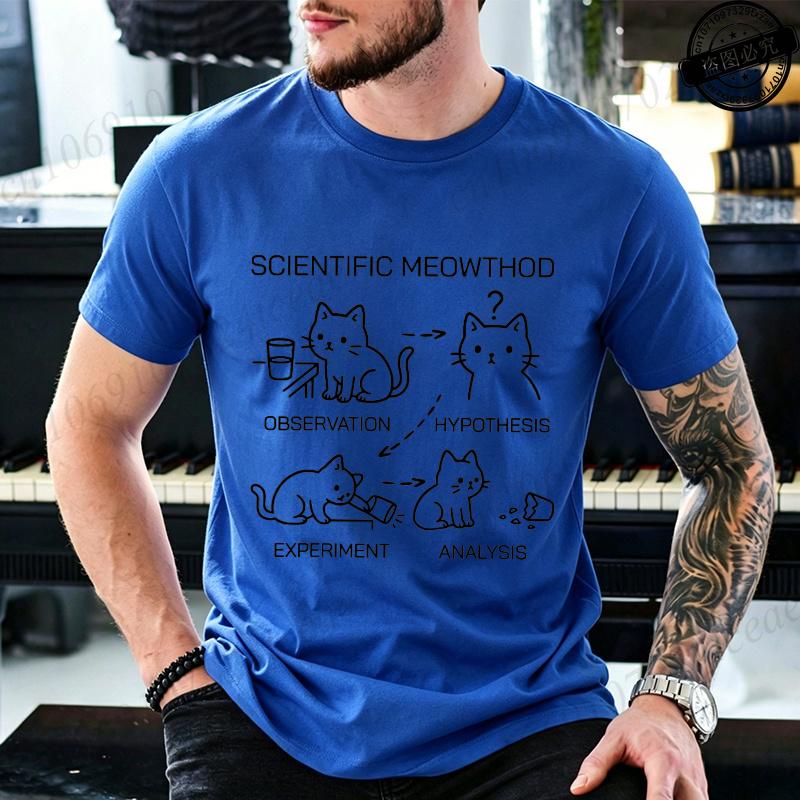 Summer Scientific Cat Tshirt Funny Science Cat Teacher Student Graphic Tee For Boys And Girls Casual Cool Clothing