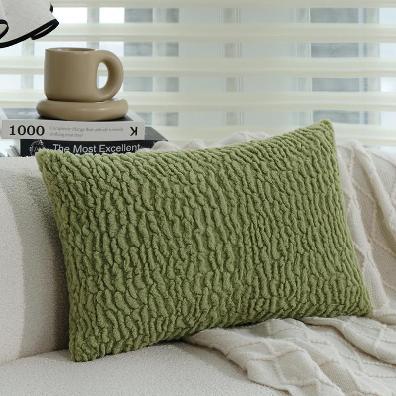 Cream Style Pillow Case Flower Pillow Living Room Sofa Green Rectangular Waist Pillow Bay Window Back Cushion
