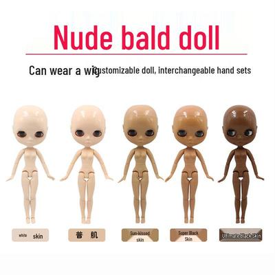 ICY DBS Blythe Doll with Multiple Skin Tones: Normal, White, Suntanned, Black. Unpainted, Bald, Ideal for Wig Use and Customization.