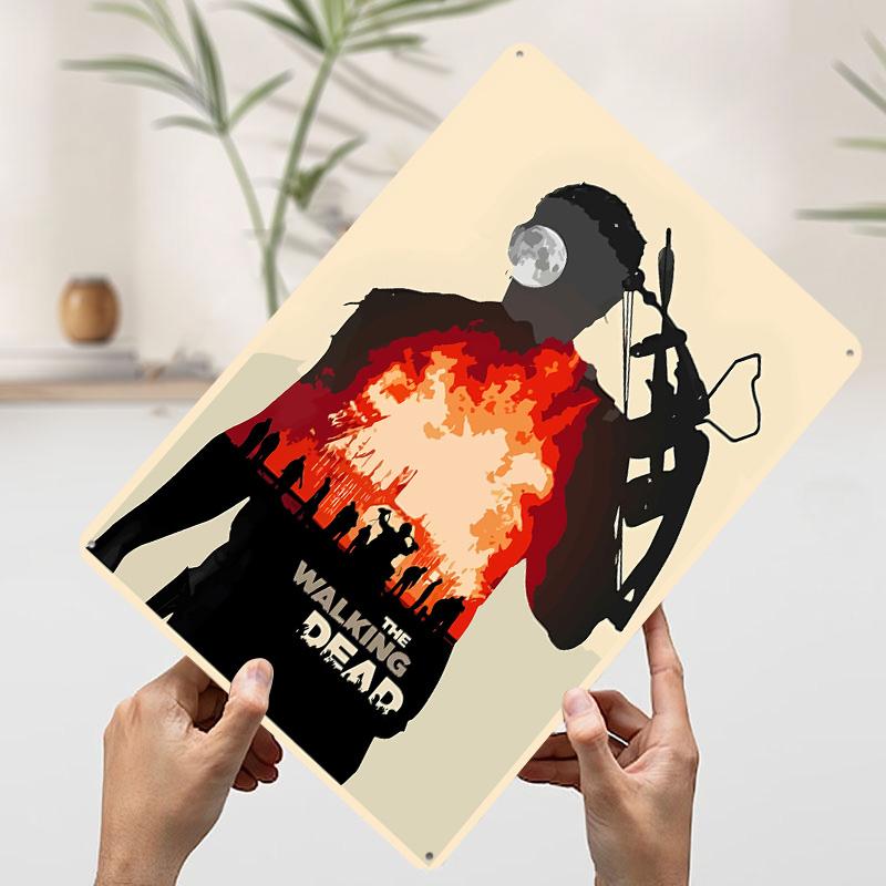 

The Walking Dead Silhouette Metal Poster Customized Wall Art Retro Vintage Tinplate Signs for Gaming Room Decoration At Home 7.9x11.8In(20x30cm)
