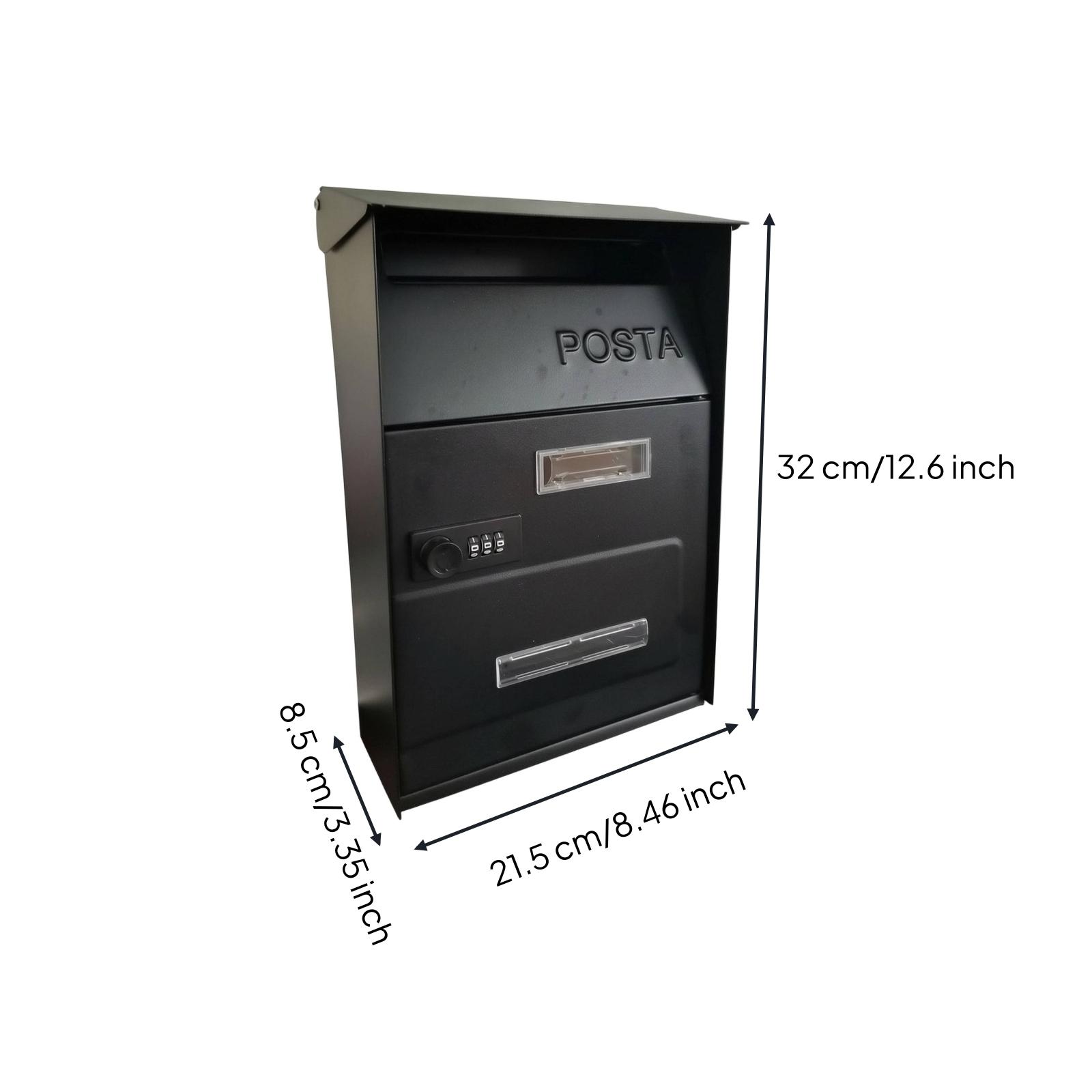 Wall-Mounted Mailbox Secure Lockable Vertical for
