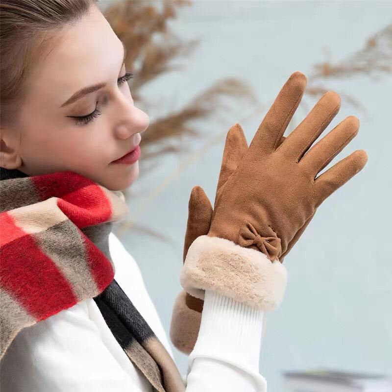 Warm Gloves Women's Winter Velvet Thickened Outdoor Cycling Fingers