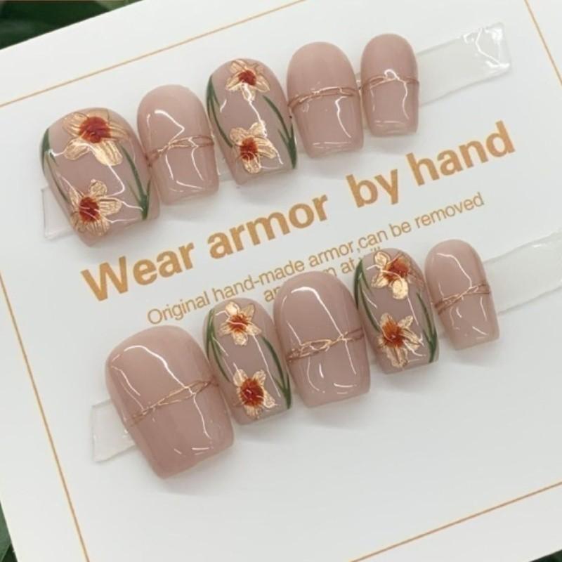 Artificial Nail Flower Manicure Wearable Nails Reusable And Nails Removable
