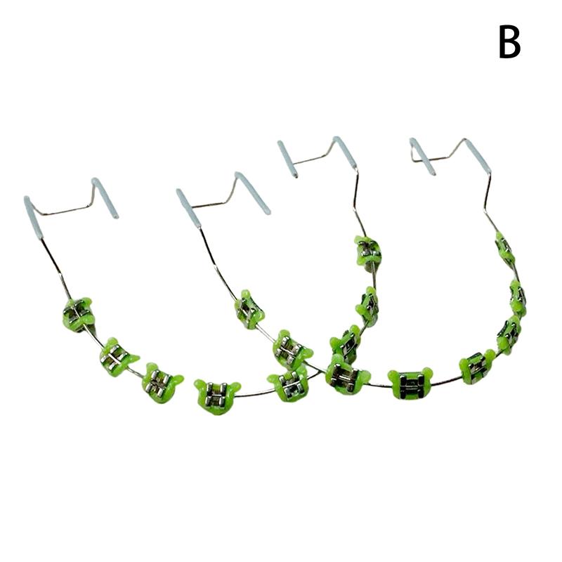 1Pair Cartoon Fake Braces Colorful Brackets For Teeth Temporary Metal Wires Metal Bracket Orthodontic Ligature Ties Dental Tool