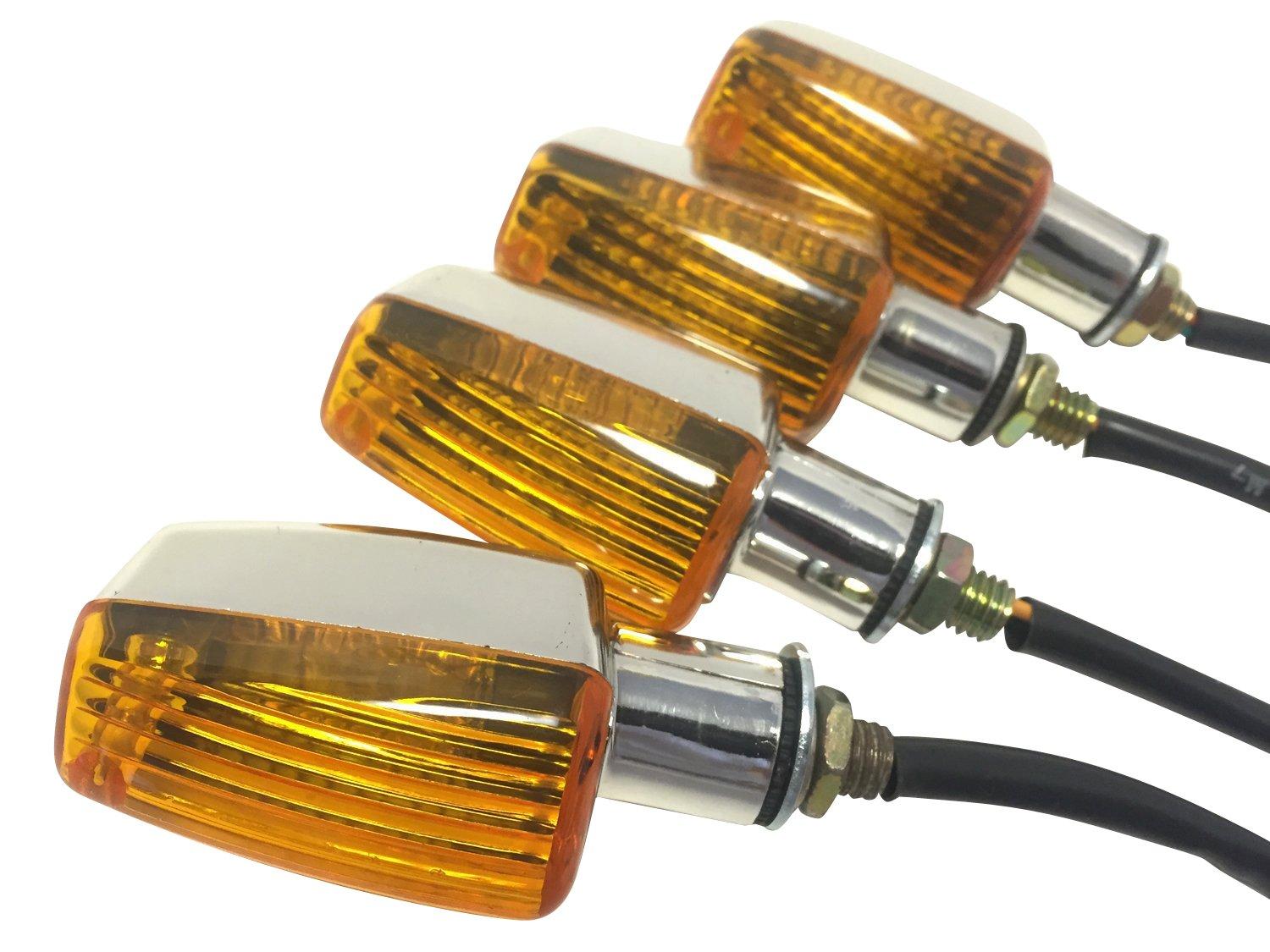 

(nakira) Set of 4 Custom Turn Signals, Clear Lens, General Purpose Turn Signals (Yellow/Plated)