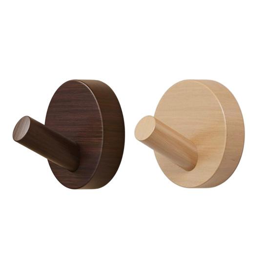 Adhesive Wall Hook No Drill Wooden Hook Wood Oil Waterproof Processing Hook for Bathroom Kitchen Coat Towels