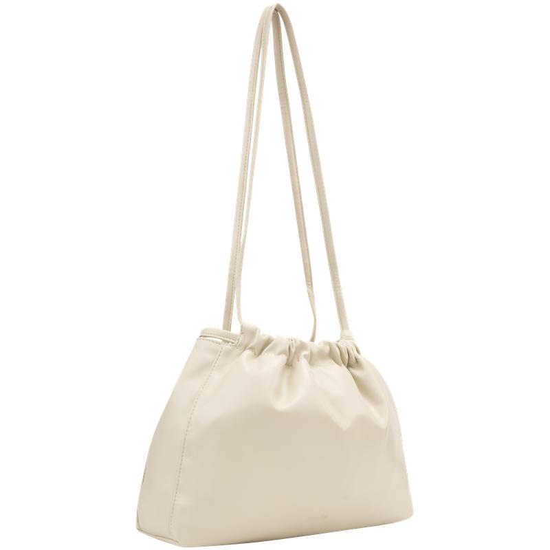 Calvin Klein Vintage Casual Commuter Pleated Drawstring Cloud Bag Women Shoulder Bag Khaki Beige 4K3027G-PD7