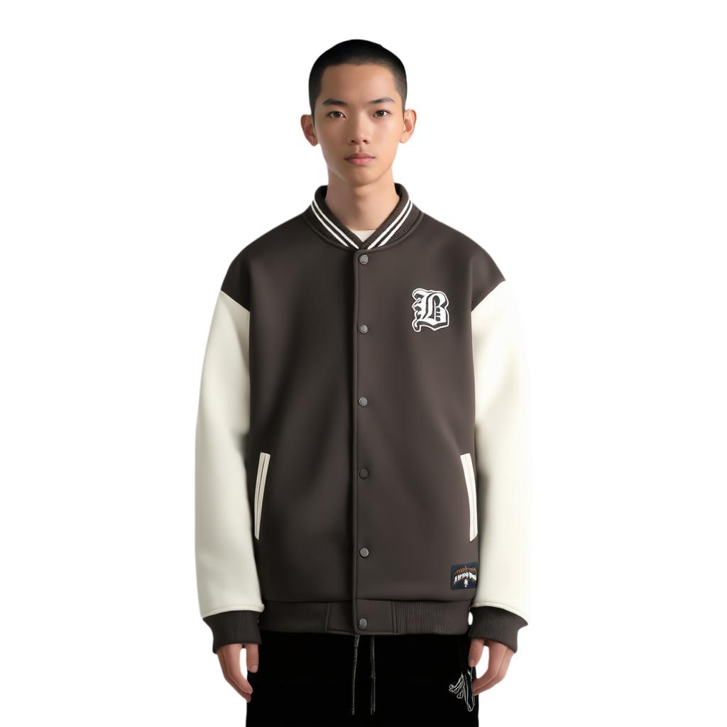 Li Ning BADFIVE Baseball Jacket Men's Dark Chocolate Umber/Ecru AJDV003-1