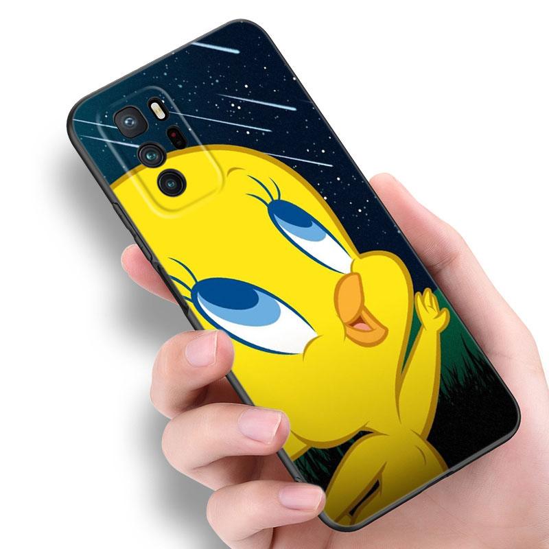 Yellow Cartoon Bird Black Silicone Phone Case For Xiaomi POCO X3 X4 NFC F4 GT F5 F6 M3 M4 M6 X5 X6 Pro 5G M5 C55 C65