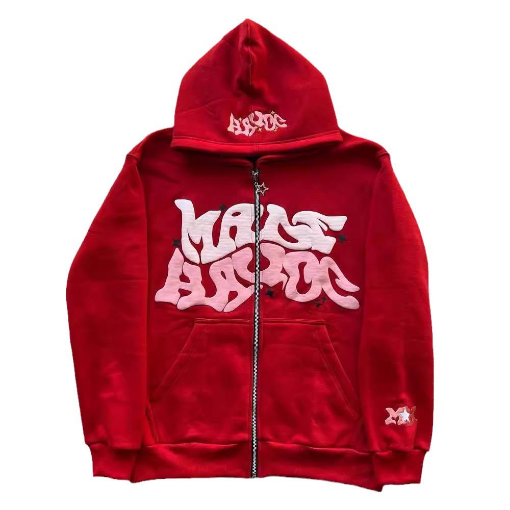 1121 Puff Letter Zip-Up Hoodie