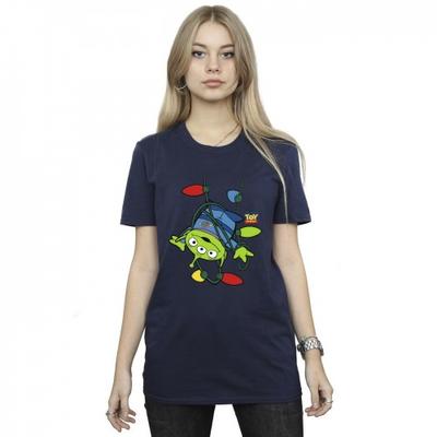 Camiseta Boyfriend de Algodão Feminina/Senhora Luzes de Natal Toy Story Aliens
