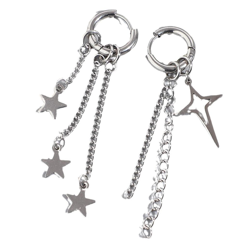 New Simple Retro Metal Earrings Tassel Star Cross Stainless Steel Earrings Earclips Ear Accessories Women