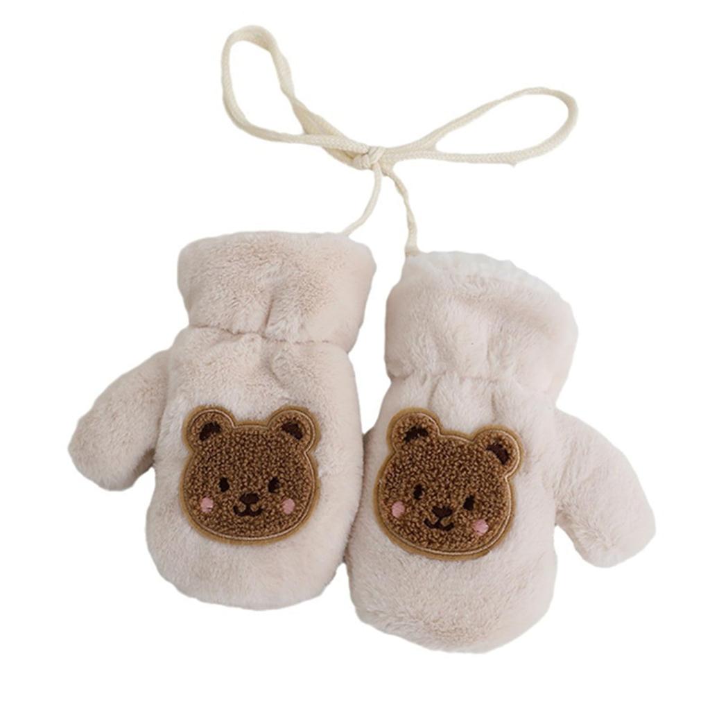 Tidyworm Baby Cute Bear Fingerless Cold Boys and Gloves with Neck Cold Perfect for Snow Outdoor and Ages Mittens, Winter, Design, Gloves, Protection,