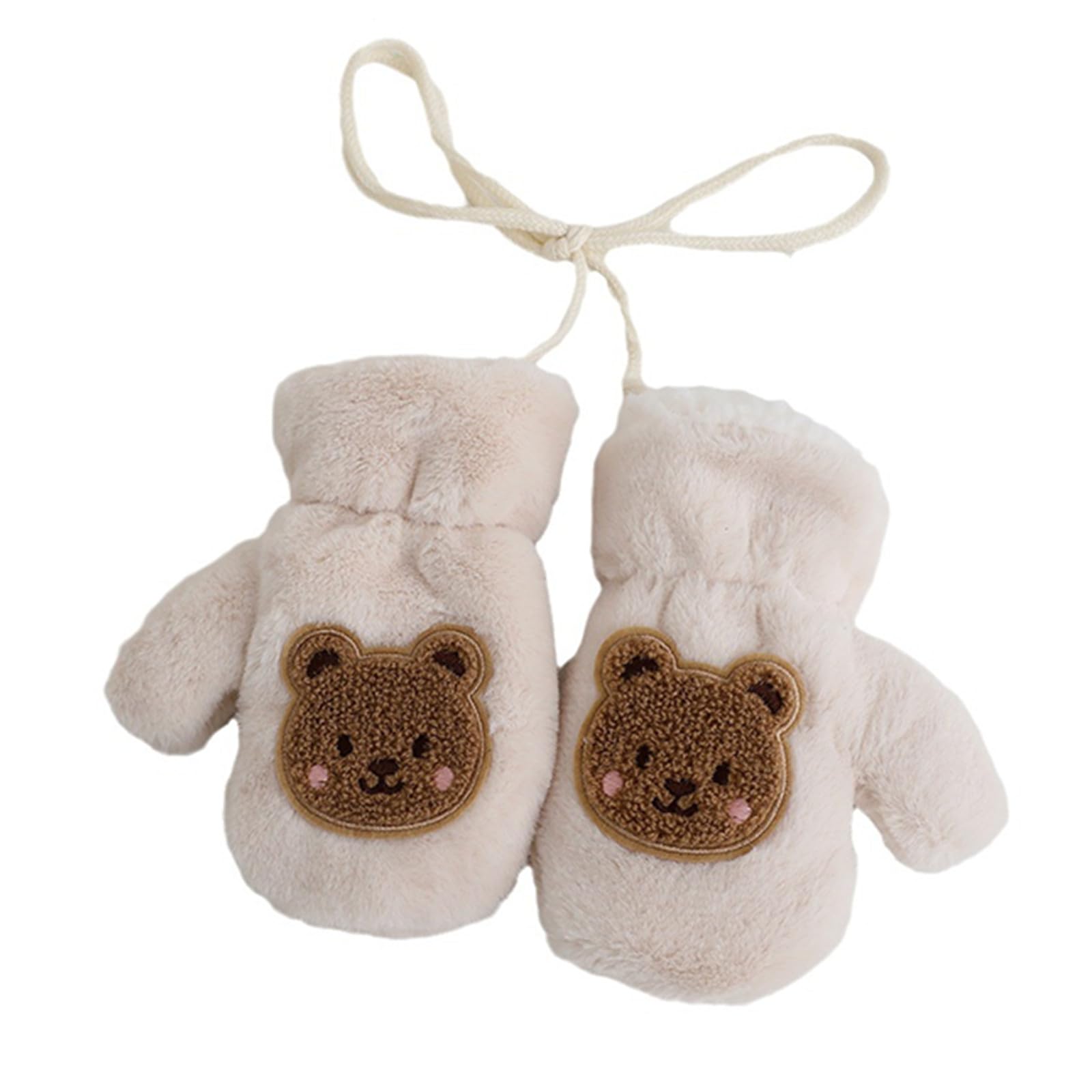 

Tidyworm Baby Cute Bear Fingerless Cold Boys and Gloves with Neck Cold Perfect for Snow Outdoor and Ages Mittens, Winter, Design, Gloves, Protection,