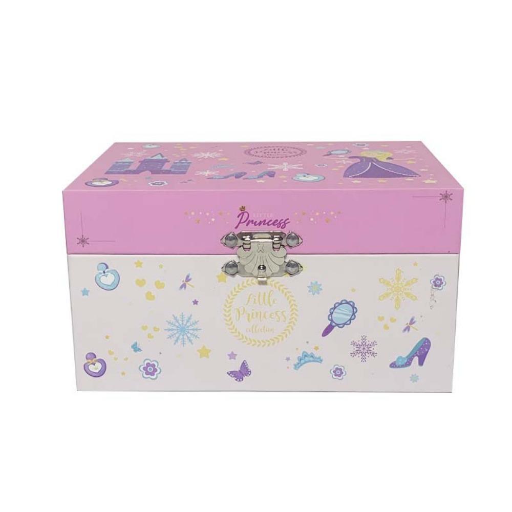 

Cute Princess Music Box With Mirror Jewelry Storage Box Children Musical Ornaments Necklace Box розовый
