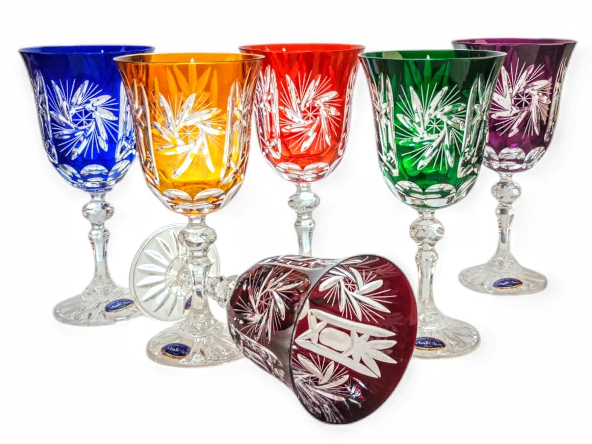 Colorful crystal wine glasses 220ml Olive