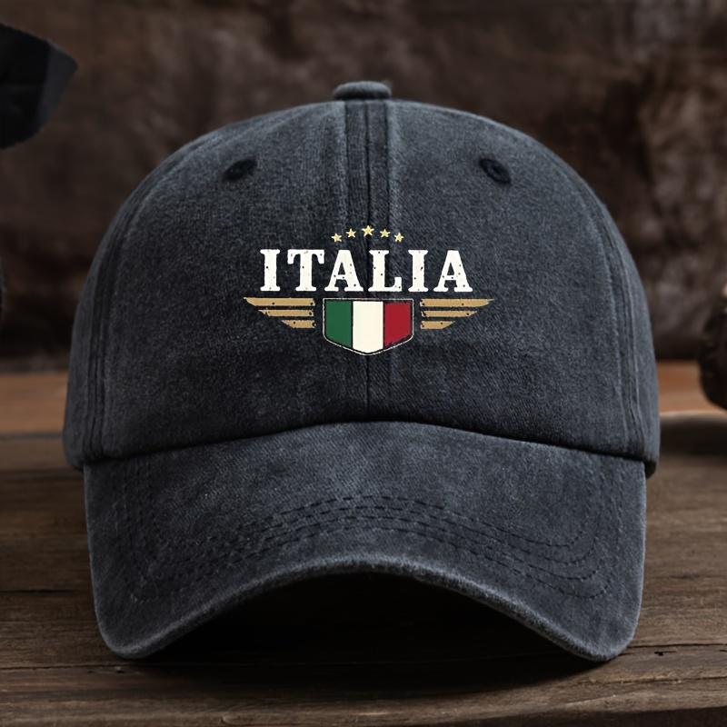 A Fun Italian Letter Print Baseball Cap Unisex Outdoor Fashionable and Versatile Snapback Hat Trendy