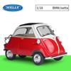 1/18 WELLY BMW Isetta Alloy Model Car Diecasts Металеві іграшкові автомобілі Модель автомобіля High Simulation Collection Дитячі подарунки