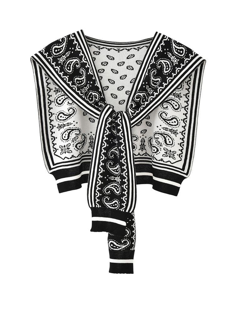 

Sale Trend Paisley Small Square Shawl Stripes Women Cotton Cardigan Cape Casual Sleeve Neck Scarf Warmer Stole