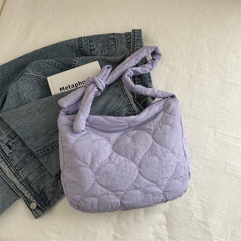 Large Capacity Rhombus Embroidery Thread Cotton Clothing Bag New Dumpling Bag Casual Shoulder Bag Messenger Bag