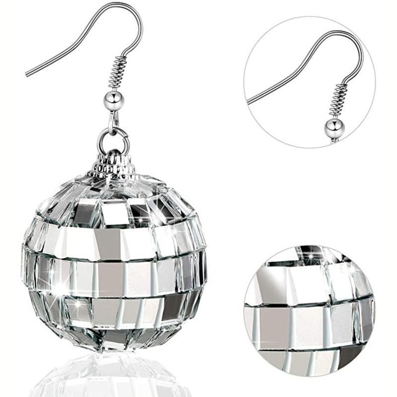 Vintage Disco Dangle Earrings Disco Ball Earrings 60's or 70s Dance Party Costume Jewelry Accessories for Women Girls