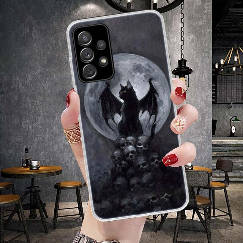 Witch And Cat Colorful Cute Phone Case For Samsung Galaxy A12 A22 A32 A52 A72 A02S A51 A50S A71 A70 A31 A20S Note 20 Ultra S10 A