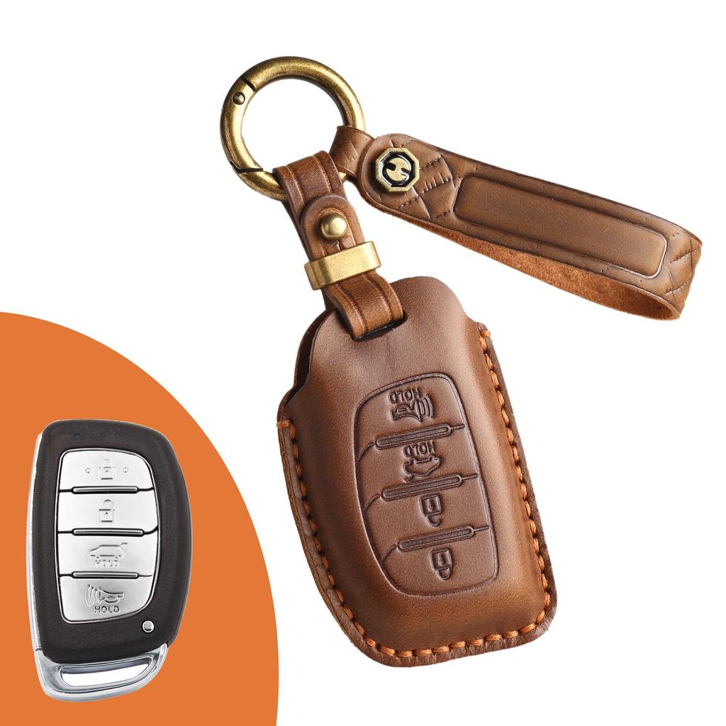 Handmade Leather Retro Key Cover for Hyundai IX35, Lingdong, Langdong, Yuena