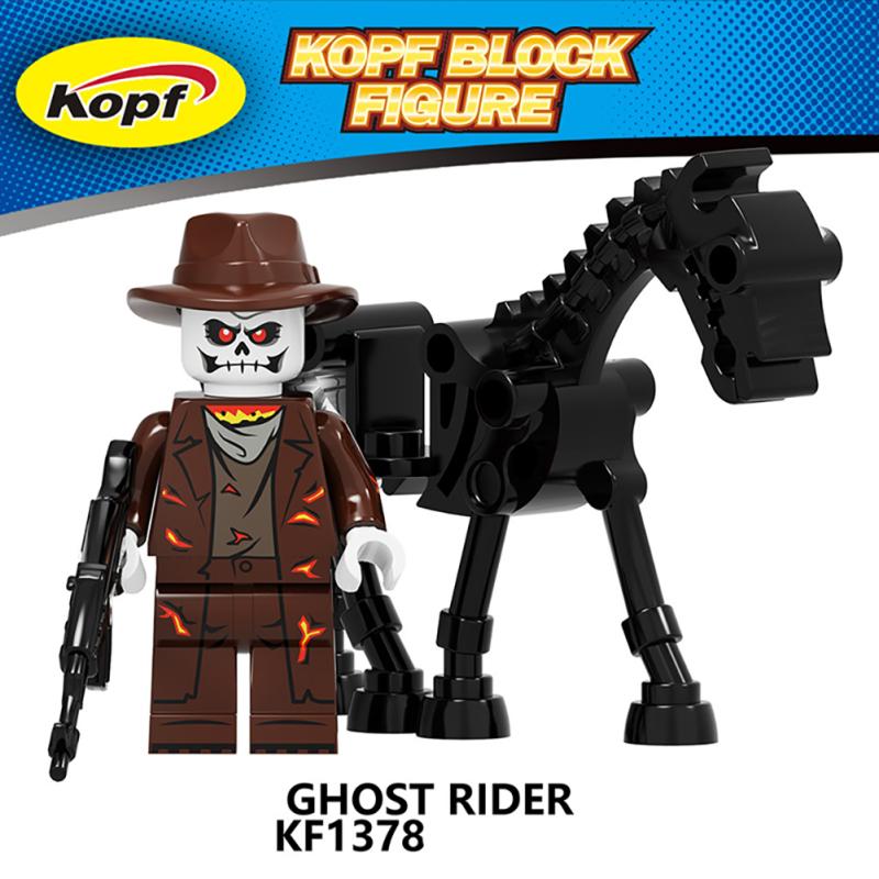 

Lego Минифигурки Строительные блоки Игрушка Призрачный гонщик Мотоцикл Колесница Сборка Обучающие игрушки KF1378