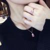 Purple Gold Peach Pink Stone Shiny Pendant, Simple Temperament Rose Gold Plated Necklace