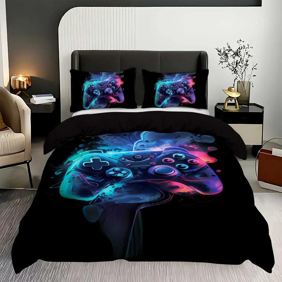 

3Pcs Game Controller Pattern Bedding Set, 1 Duvet Cover And 2 Pillowcases, For Teenagers And Adult S Bedroom, Birthday Gift EU Twin(135x200cm)