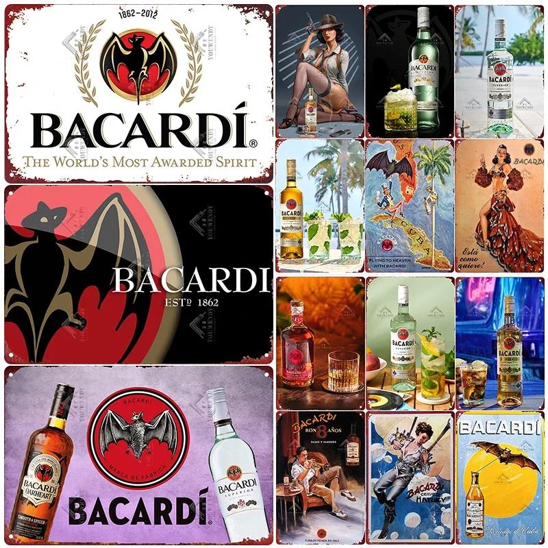 Retro Bacardi Metal Sign, Tin Sign, Rum Brand Plaque, Vintage Plates, Wall Decor, Poster, Bar, Man Cave, Shabby Chic Decorati