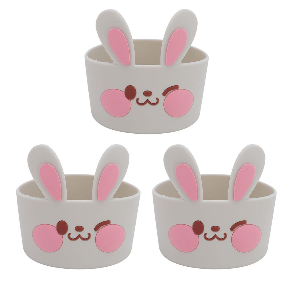 3 szt. Silikonowy ochraniacz na butelkę na wodę, antypoślizgowy rękaw ochronny, silikonowy ochraniacz na kubek z kreskówkowym królikiem dla