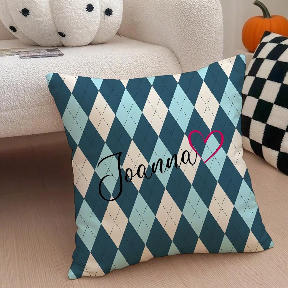 J-Joanna Logo Cushion Cover Throw Pillow Cover Hidden Button Durable Polyester Chair Cushion